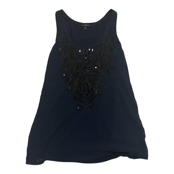Express Navy Blue Embellished Sleeveless Tank Top - Picture 1 of 4